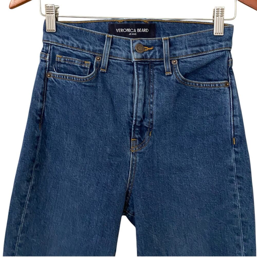 Veronica Beard Carson Ankle Flare Jeans US 26 Blue Denim Let Down Frayed Hem - Picture 6 of 11